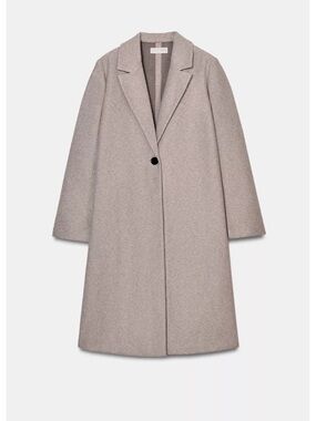 ZARA Taupe Single-Button Wool-Blend Trench Coat